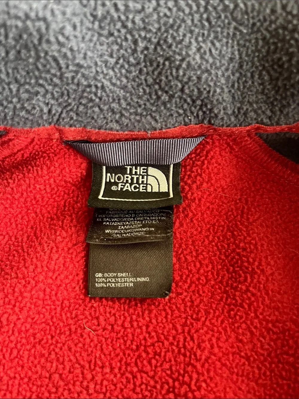 The North Face Maroon and Navy Kids' Full-Zip Fleece Jacket